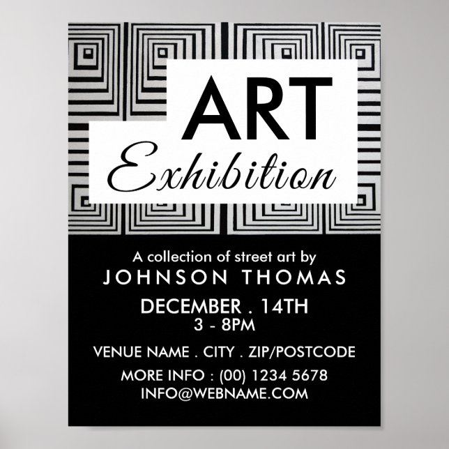 Poster Trippy Maze Carrés, Artist Exhibition Publicité (Devant)