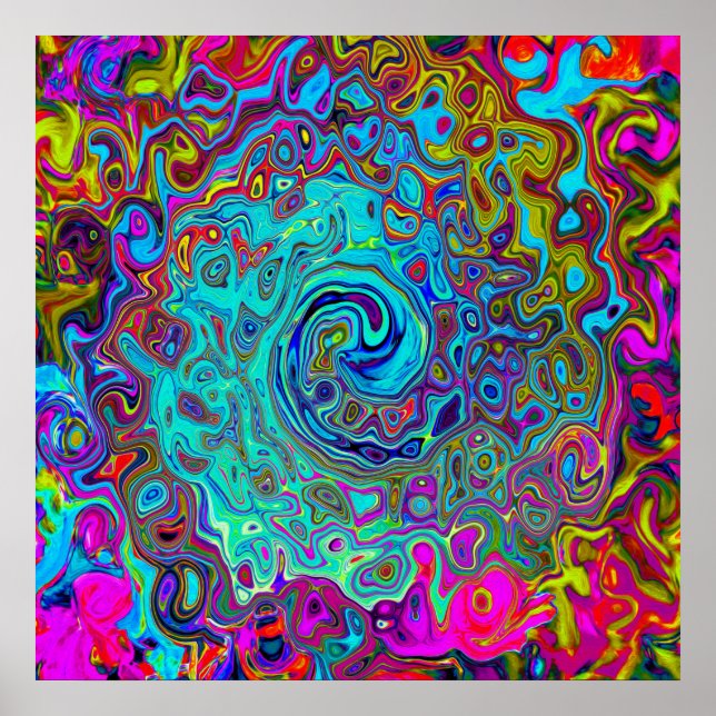 Poster Trippy Sky Blue Abstrait Retro Liquid Swirl (Devant)