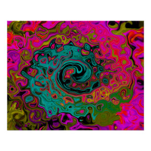 Poster Trippy Turquoise Abstrait Retro Liquid Swirl