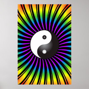Poster Trippy : Yin Yang Symbole & Design Spiral