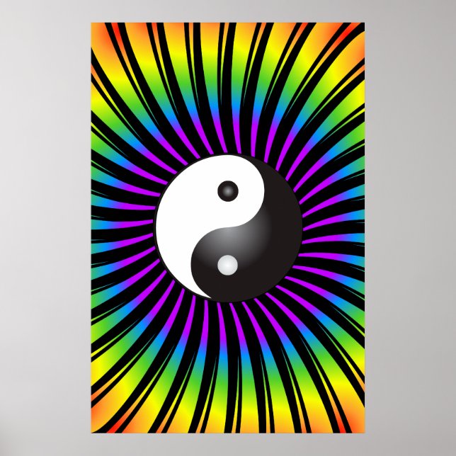 Poster Trippy : Yin Yang Symbole & Design Spiral (Devant)
