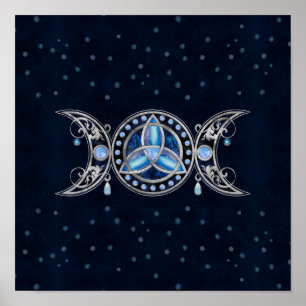 Poster Triquetra Triple Moon Ornement en pierre de lune