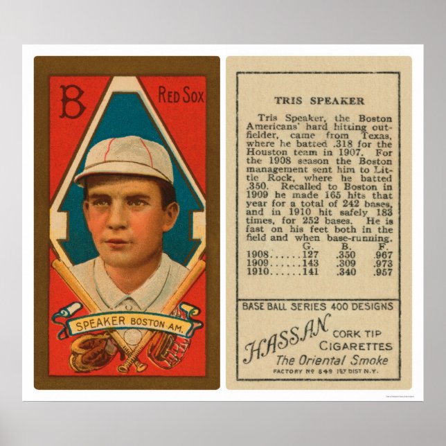 Poster Tris Conférencier Red Sox Baseball 1911 (Devant)