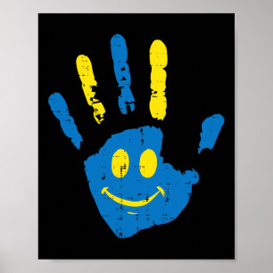 Poster Trisomie de sourire à la main 21 Hommes