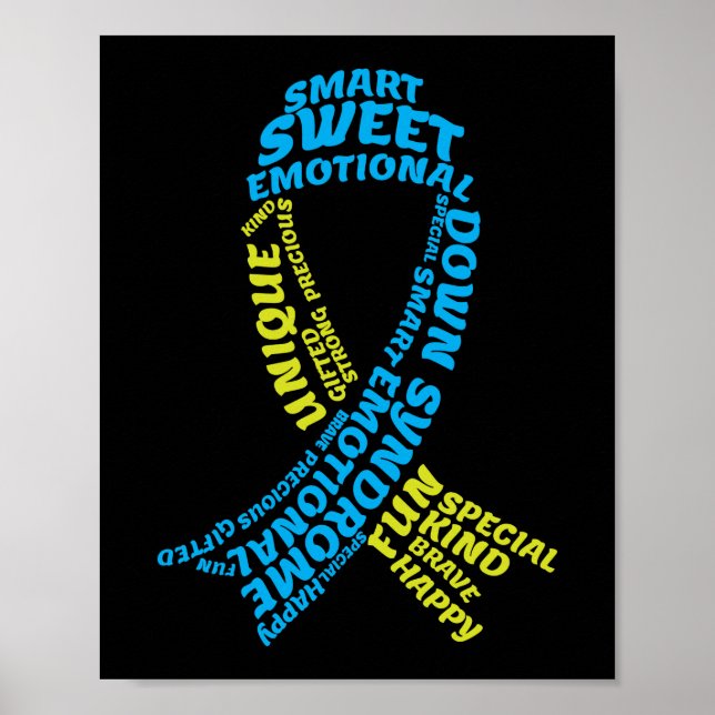 Poster Trisomy 21 - Mot-ruban de sensibilisation au syndr (Devant)