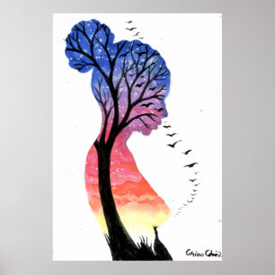 Poster Tristesse ou sentiment bleu