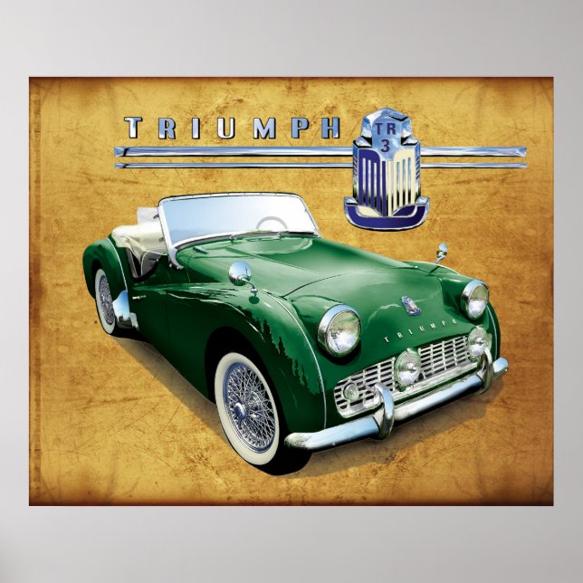Poster Triumph TR3 roadster vintage (Devant)