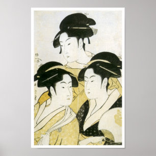 Poster Trois Beautés, Utamaro, années 1790
