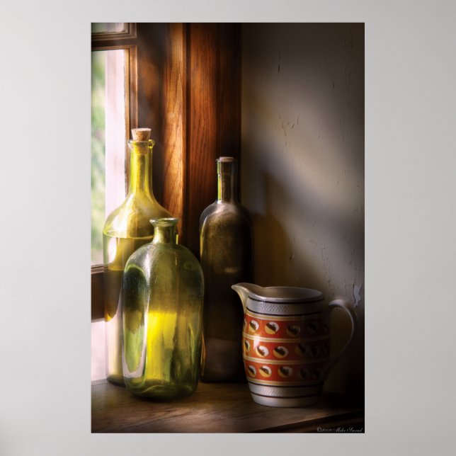 Poster Trois bouteilles de vin (Devant)