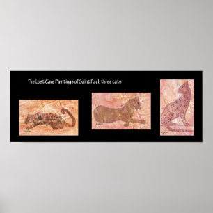 Poster Trois chats de grottes : Peintures de grottes perd