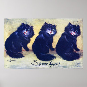Poster Trois chats noirs, Louis Wain