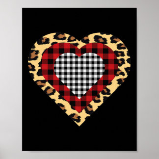 Poster Trois Coeurs Buffalo Leopard Plaid Valentine's Day