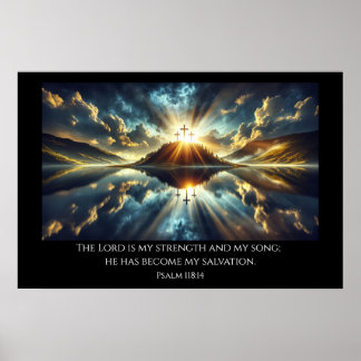 Poster Trois croix sur un lac