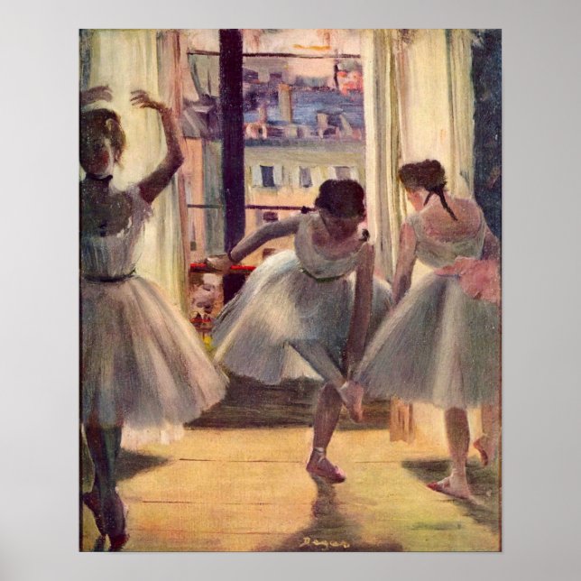 Poster Trois danseuses dans une salle de gym par Edgar De (Devant)