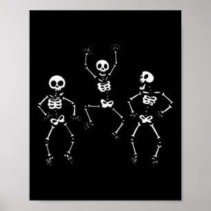 Poster Trois Dansons Drôle Skeletons Halloween