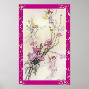 Poster Trois fées pleines de joie par Warwick Goble