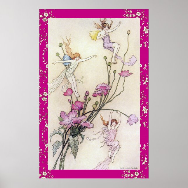 Poster Trois fées pleines de joie par Warwick Goble (Devant)