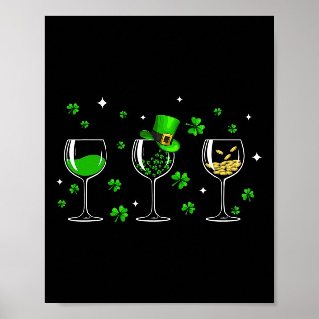 Poster Trois Gants Vin Clover Shamrock St Patrick Day Iri (Devant)