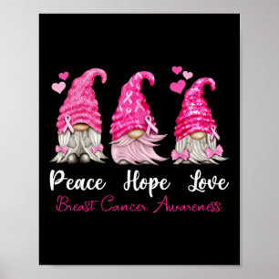 Poster Trois Gnomes Paix Espoir Amour Cancer du sein