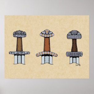 Poster Trois Hillets d'épée viking