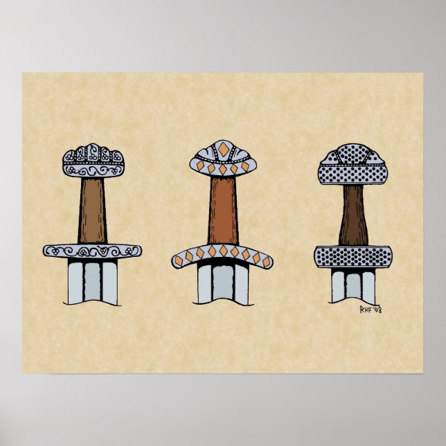 Poster Trois Hillets d'épée viking (Devant)