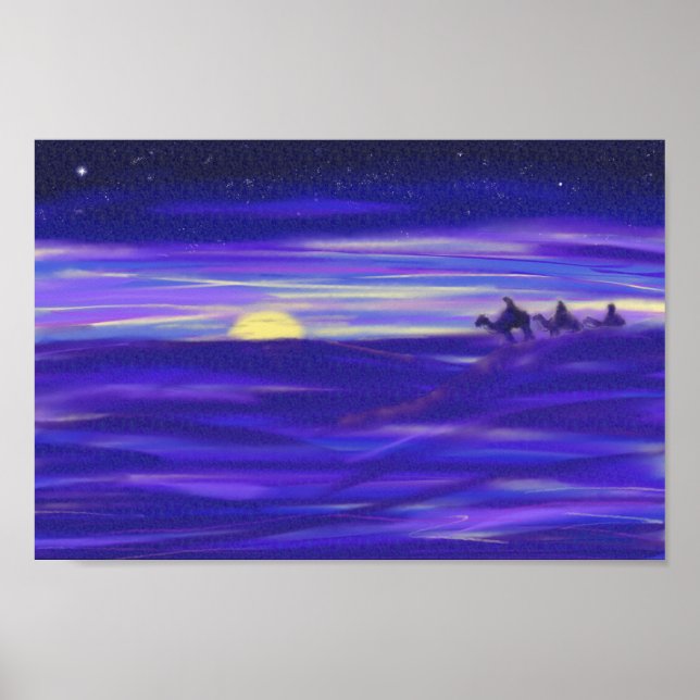 Poster Trois hommes sages belle aquarelle violet (Devant)