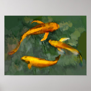 Poster Trois kois dans une fontaine