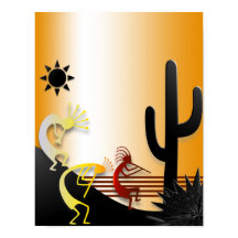 Trois Kokopellis et un Cactus