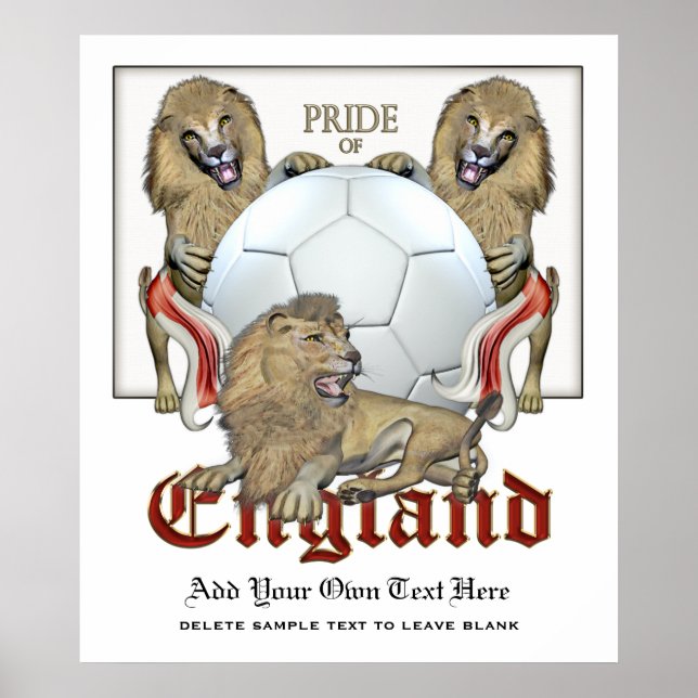 Poster Trois Lions Pride d'Angleterre (Devant)