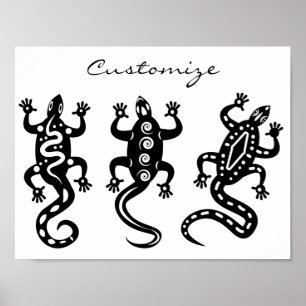 Poster Trois Lizards noirs style Thunder_Cove sud-ouest