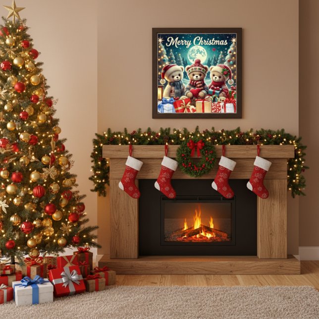 Poster Trois mignons Nounours Joyeux Noël (Créateur téléchargé)