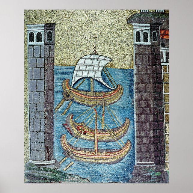 Poster Trois navires entrant dans le port de Ravenne (Devant)