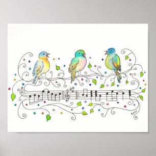 Poster Trois Petits Oiseaux