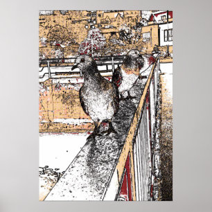 Poster Trois Pigeons par le canal de Hythe
