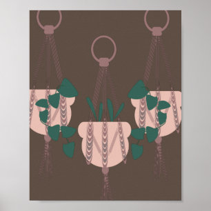 Poster Trois Plantes traînants accrochant le mur Brown ve