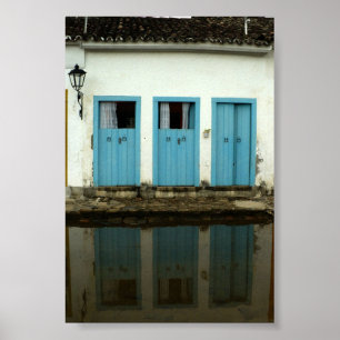 Poster Trois portes bleues