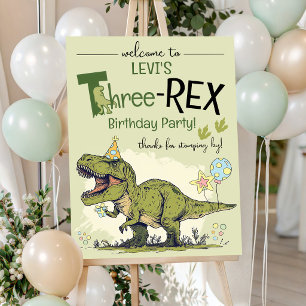 Poster Trois-Rex Mignon Dinosaure 3ème Anniversaire Bienv