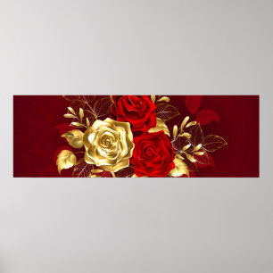 Poster Trois Roses de bijoux