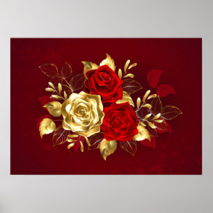 Poster Trois Roses de bijoux