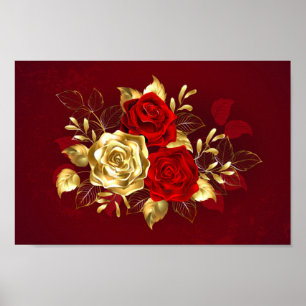 Poster Trois Roses de bijoux