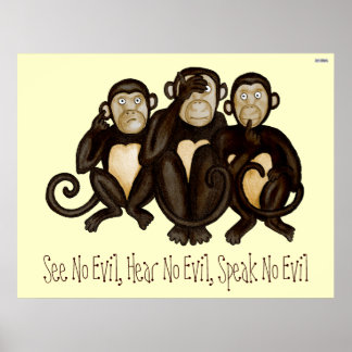 Poster Trois singes sages