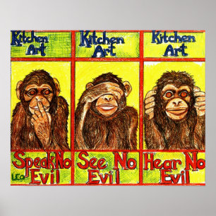 Poster Trois singes sages
