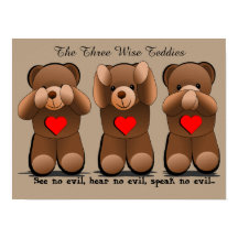 Trois Singes Sages, Ours Teddy Imprimer