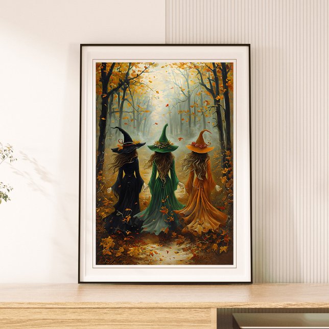 Poster Trois Sorcières Forêt d'automne Vintage Mur d'Hall (Créateur téléchargé)