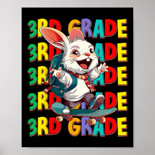 Poster Troisième 3e année Ck pour école Lapin Skateboard