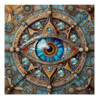 Troisième Œil - Mandala Bleu Turquoise Or