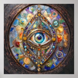 Poster Troisième œil sur verre et bronze