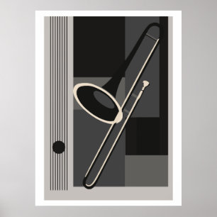 Poster Trombone Bauhaus Impression, Moderne du Milieu du
