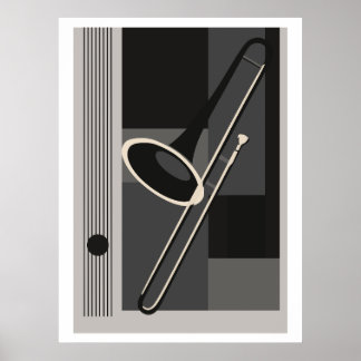 Poster Trombone Bauhaus Impression, Moderne du Milieu du