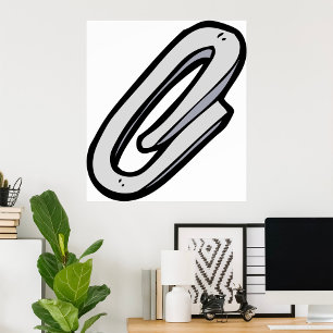 Poster Trombone Pince à Papier Argentée Fournitures et Pa